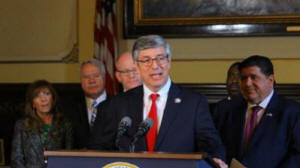 State Rep. Dan Ugaste, R-Geneva, during a news conference in Springfield, Illinois